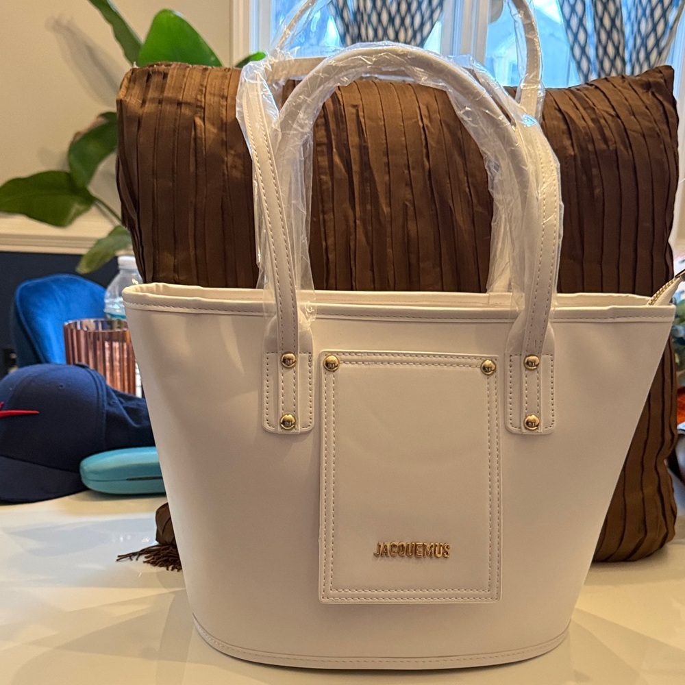 Cream Tote Bag with Gold Accents
